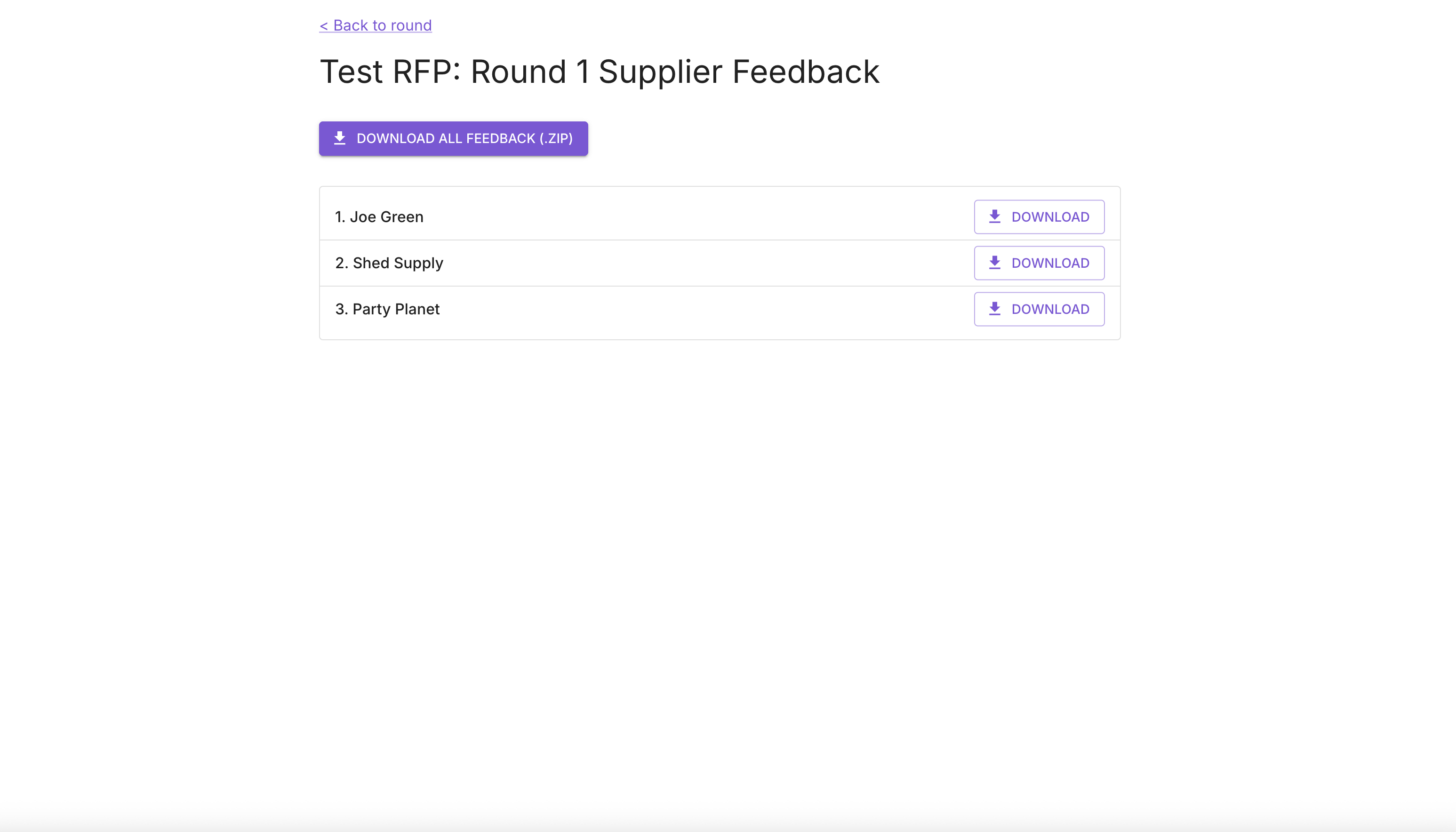 Download per-supplier feedback files